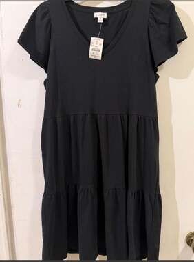 J.Crew V-Neck Tiered Flutter Sleeve Dress